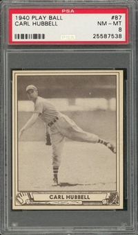 1940 Play Ball #87 Carl Hubbell – PSA NM-MT 8